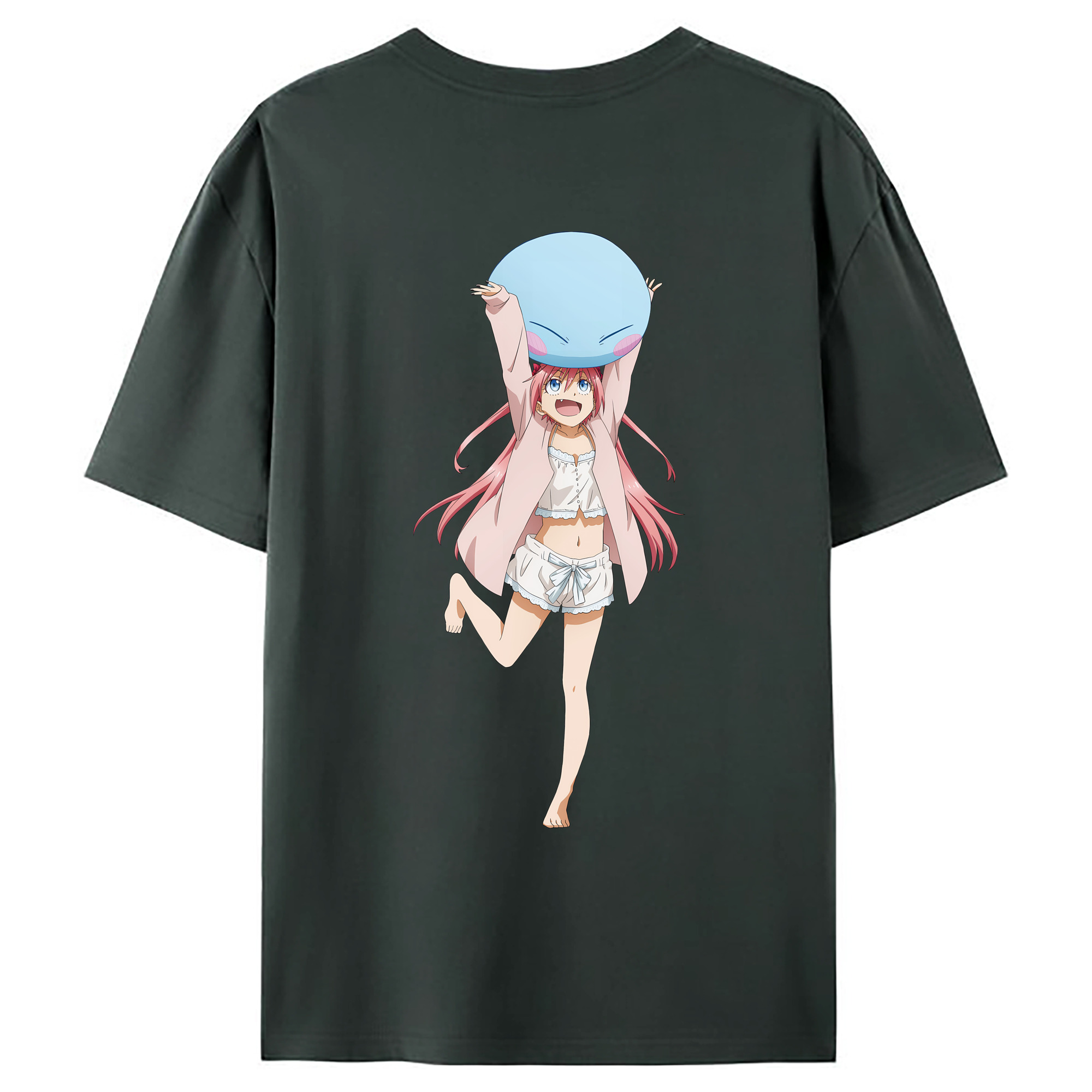 （画像用） 転スラ Regarding Reincarnated to Slime 綿100％ メンズ半袖Tシャツ（バックプリント） 通気性